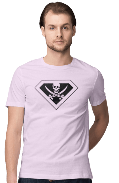 Футболка чоловіча з принтом "Суперпірат". Бетмен, кіно, комікси, марвел, супергерої, супермен, фільми. 2070702