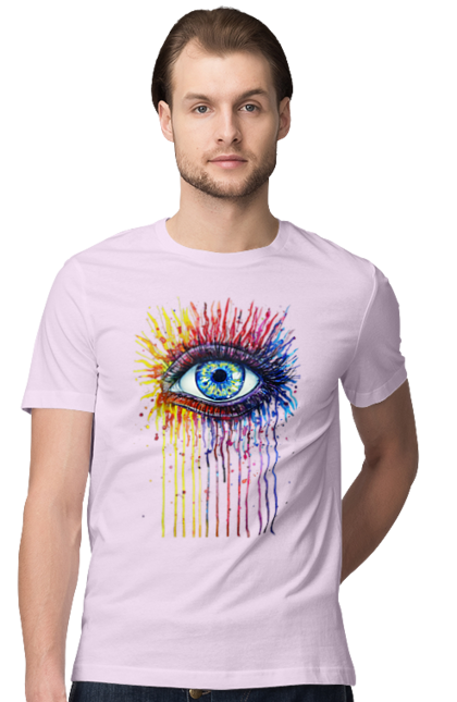 Футболка чоловіча з принтом "Барвисто Тече Око". Очей, фарби. 2070702
