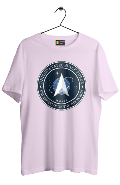 Футболка мужская с принтом Космические силы США. Emblem, political, politics, space, space force, space travel, united states, ussf, космические силы, космические силы сша. 2070702