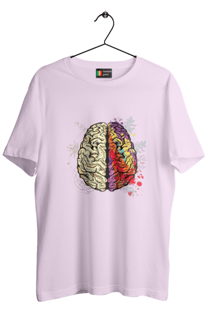 Футболка чоловіча з принтом "Творчість та логіка". Бінарний, біткоїн, біткойн, валюта, гроші, крипто, наука, програміст, программист, творчество, техно, хакер, художник, цветной. 2070702