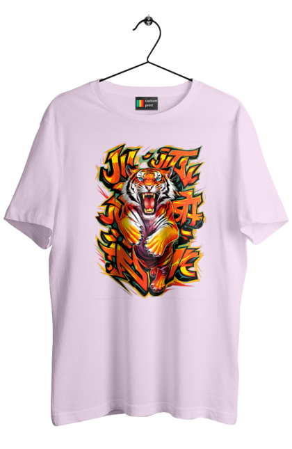 Men's t-shirt with prints Jujutsu. Animal, japan, jiu jitsu, jujutsu, martial arts, ninja, samurai, sport, tiger. 2070702