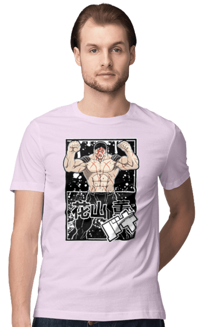 Men's t-shirt with prints Baki the Grappler Kaoru Hanayama. Anime, baki, baki fighter, baki the grappler, kaoru hanayama, manga, martial arts, tv series. 2070702