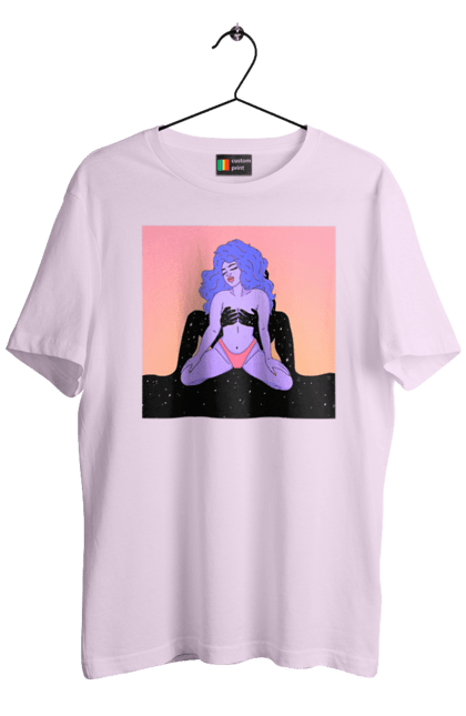 Футболка чоловіча з принтом "Фіолетова Дівчина В Трусиках". Інопланетянка, у трусах. 2070702