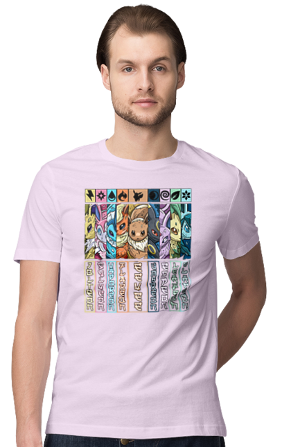 Men's t-shirt with prints Pokemon Eeveelutions. Eevee, eeveelutions, nintendo, pokemon, pokemon go, umbreon. 2070702