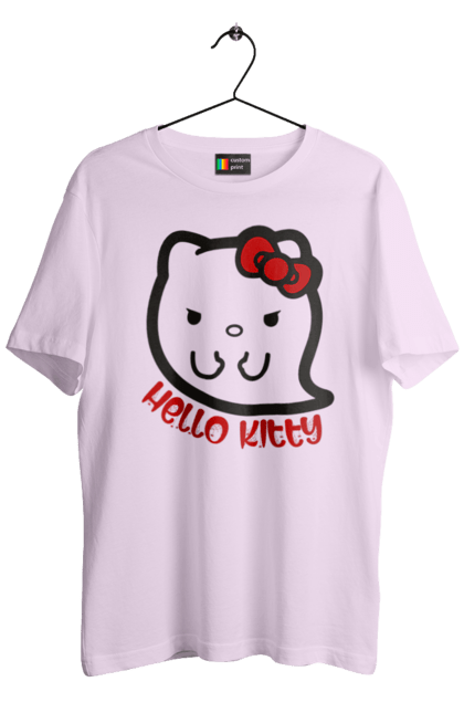 Футболка чоловіча з принтом "Хелло Кітті Хелловін". Ghost, halloween, hello kitty, бренд, кіт, кошеня, персонаж, привид, хелло кітті, хелловін. 2070702