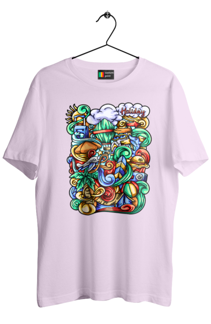 Футболка чоловіча з принтом "Канікули відпочинок арт". Відпочинок, канікули, літо, море, пляж, подорож. 2070702