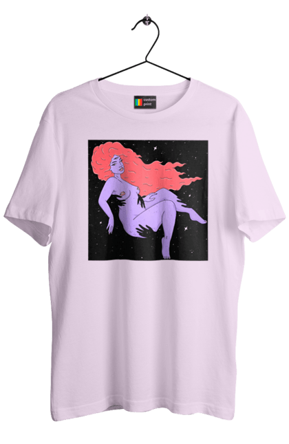 Футболка чоловіча з принтом "Фіолетова Дівчина В Чорній Дирі". Дівчина, лапають. 2070702