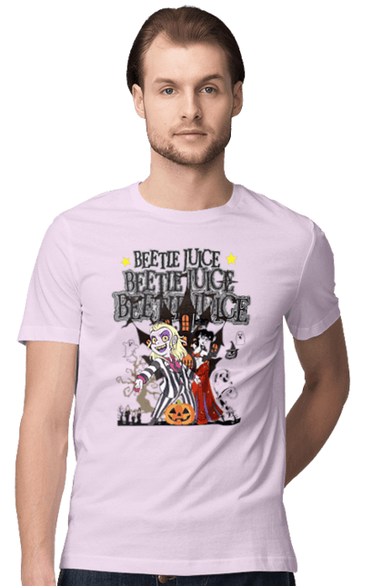 Men's t-shirt with prints Beetlejuice. Beetlejuice, comedy, ghost, horror, movie, tim burton, warner bros. 2070702