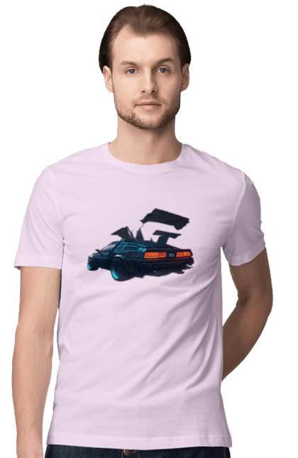 Футболка чоловіча з принтом "DeLorean назад у майбутнє". Автомобіль, делореан, з фільму. 2070702