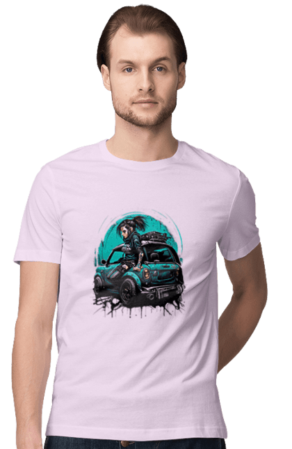 Футболка чоловіча з принтом "Кіберпанк дівчина". Арт, графіка, дівчата, ігри, кіберпанк, малюнок. 2070702