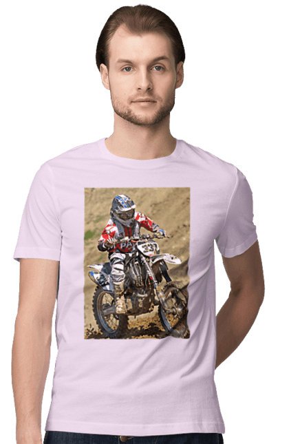 Men`s t-shirt with prints MOTOR RACER. Athlete, moto, motor racer, motorbike, sport. 2070702