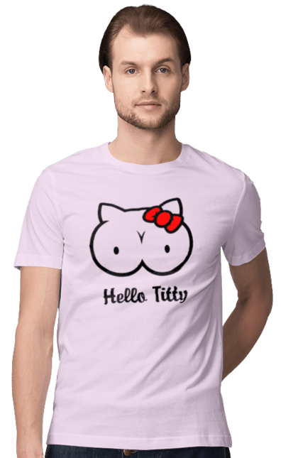 Men`s t-shirt with prints Hello kitty. Beauty, hello, hello kitty, kitty, matured. 2070702