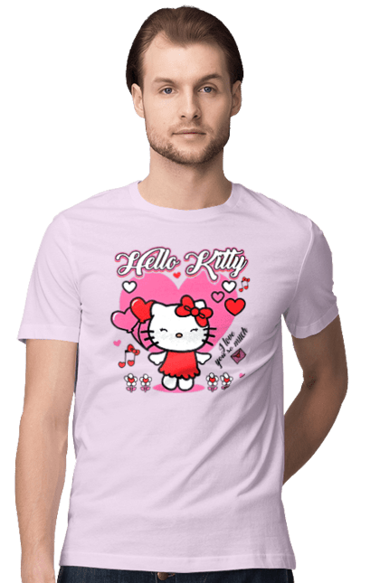 Men's t-shirt with prints Hello Kitty. Brand, cat, character, hello kitty, kitten. 2070702