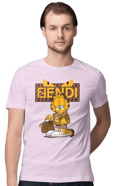 Футболка чоловіча з принтом "Fendi Гарфілд". Fendi, garfield, бренд, будинок моди, гарфілд, італія, люкс, мода, сумка, фенді. 2070702