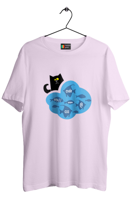 Футболка чоловіча з принтом "Кіт програміст". Angular, c, css, html, it, javascript, jquery, php, python, react, svelt, vue, айтишник, айті, гумор, код, кодувати, прогер, програміст, програмісти, ти ж, ти ж програміст, тиж програміст. 2070702