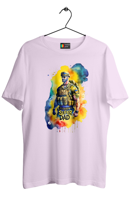 Футболка чоловіча з принтом "Супер тато ЗСУ". День батька, день тата, зсу, люблю тата, супер, супер тато, супер тато зсу, тато, тато зсу, україна. 2070702