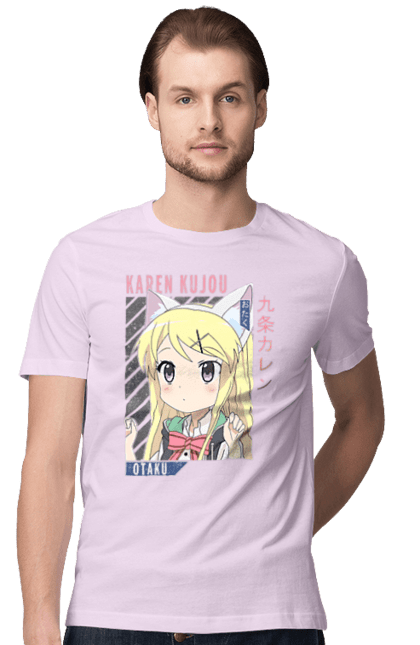 Men's t-shirt with prints Kiniro Mosaic Karen Kujo. Anime, gold mosaic, karen, karen kujo, kiniro mosaic, kinmoza, manga. 2070702