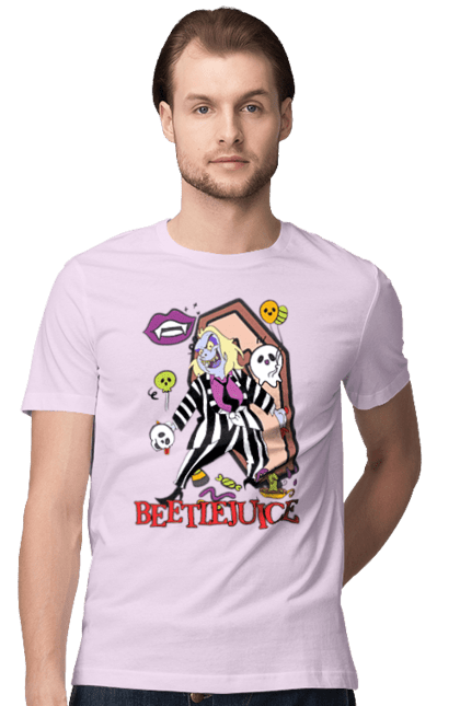 Men's t-shirt with prints Beetlejuice. Beetlejuice, comedy, ghost, horror, movie, tim burton, warner bros. 2070702