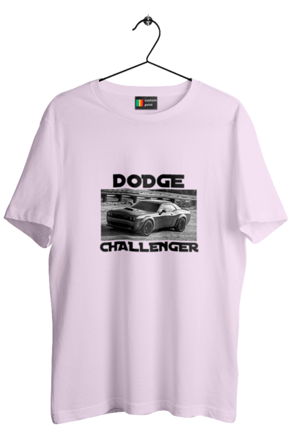 Футболка чоловіча з принтом "Додж челенджер". Авто, автомобіль, американська легенда, додж челенджер, класичне авто, культовий автомобіль, масл кар, потужний автомобіль. 2070702