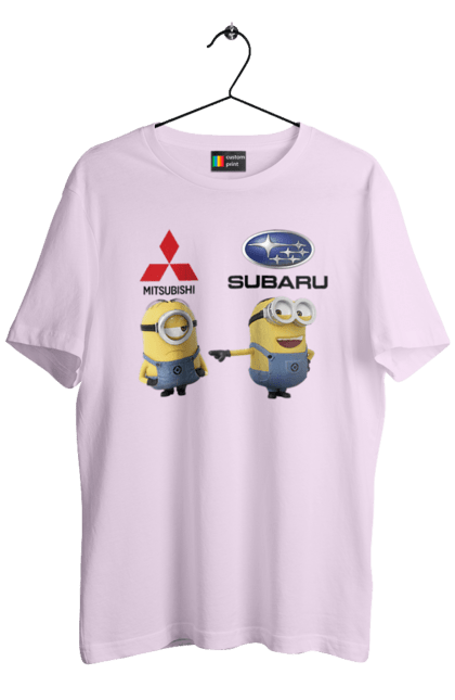 Men`s t-shirt with prints Minion. Auto, cars, minions, mitsubishi, subaru. 2070702