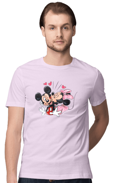 Футболка мужская с принтом Микки Маус и Минни Маус. Mickey mouse, minnie mouse, дисней, микки, микки маус, минни маус, мультфильм. 2070702