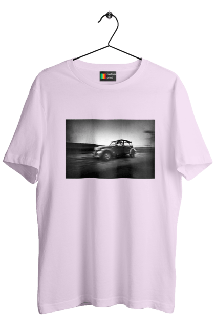 Футболка чоловіча з принтом "Ретро машина чб". Авто, ретро, ретро машина, чорно біла машина. 2070702