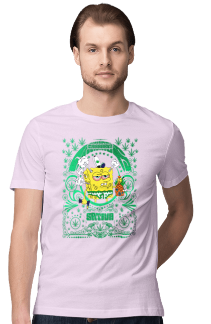 Men's t-shirt with prints SpongeBob. Animated series, cartoon, spongebob, spongebob squarepants. 2070702