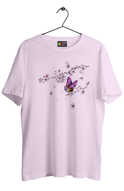 Men`s t-shirt with prints Butterfly And Sakura. Butterfly, sakura, spring, wood. 2070702