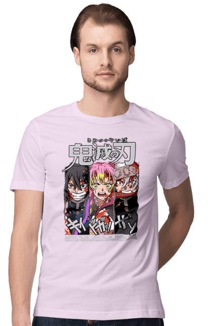 Men's t-shirt with prints Demon Slayer Obanai Mitsuri Tengen. Anime, demon slayer, iguro, kimetsu no yaiba, manga, mitsuri, obanai, tengen. 2070702