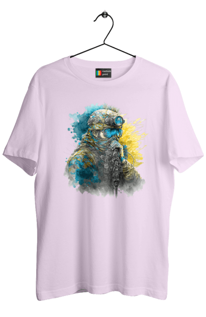 Футболка чоловіча з принтом "Снайпер ЗСУ". Армія, зсу, прапор україни, символи україни, снайпер, солдат, україна. 2070702