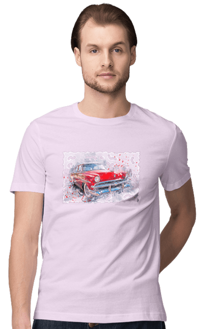 Men`s t-shirt with prints Car gas. Car, car gas, gas, road, victory, wheel. 2070702