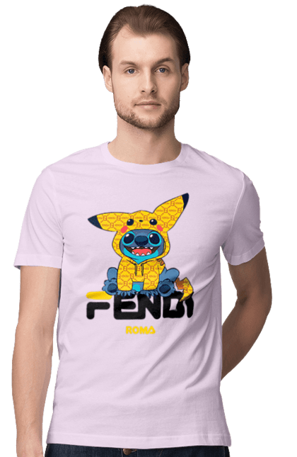 Футболка чоловіча з принтом "Fendi Стіч". Fendi, stich, бренд, будинок моди, італія, люкс, мода, стіч, сумка, фенді. 2070702