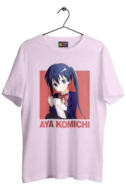 Футболка мужская с принтом Золотая мозаика Ая Комити. Anime, aya komichi, kiniro mosaic, kinmoza, manga, аниме, ая комити, золотая мозаика, комити, манга. 2070702