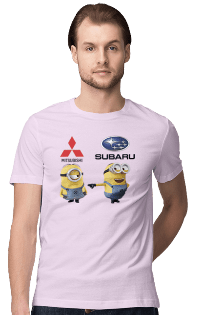 Men`s t-shirt with prints Minion. Auto, cars, minions, mitsubishi, subaru. 2070702