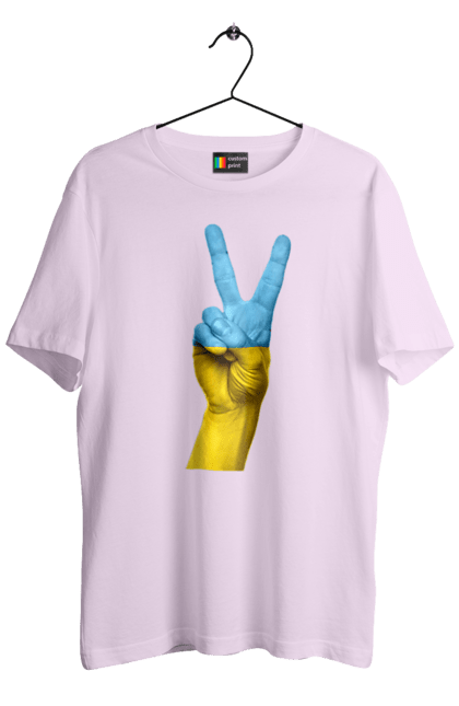 Футболка чоловіча з принтом "Два Пальця, Світ, Україна". Мир, рука, україна. 2070702