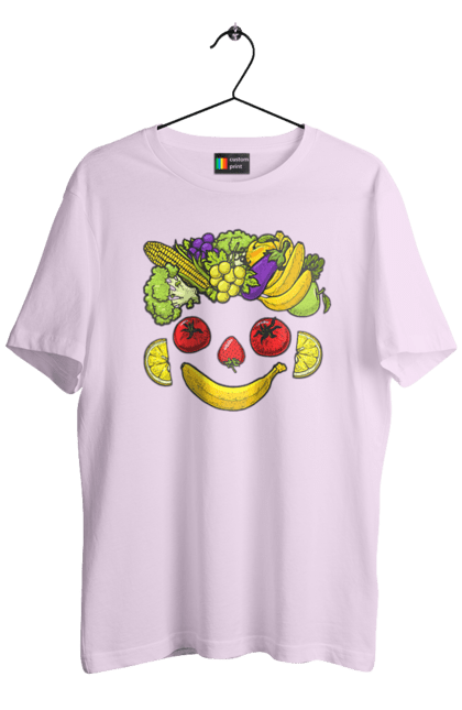 Men`s t-shirt with prints Hls Smile. Healthy, smile, vegetable. 2070702