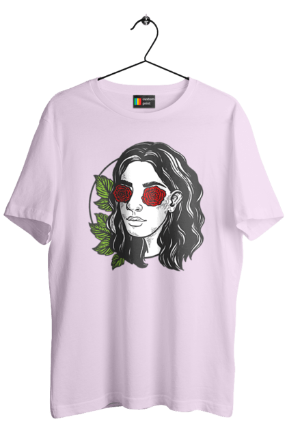 Футболка чоловіча з принтом "Дівчина З Трояндами На Очах". Дівчина, троянда. 2070702