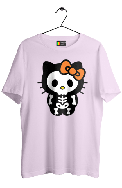 Men's t-shirt with prints Hello Kitty Halloween. Brand, character, halloween, hello kitty, kitten, kitty, skeleton, zombie. 2070702