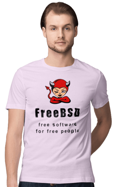 Футболка чоловіча з принтом "Freebsd Для Вільних". Bsd, freebsd, unix, адміністратор, айті, айтішник, безкоштовна, безкоштовно, бестія, вільна, демон, демонесса, доступність, незалежність, операційна система, ос, програміст, програмне забезпечення, свобода, сисадмін, система, системний адміністратор, софт, текст, червоний, чорний. 2070702