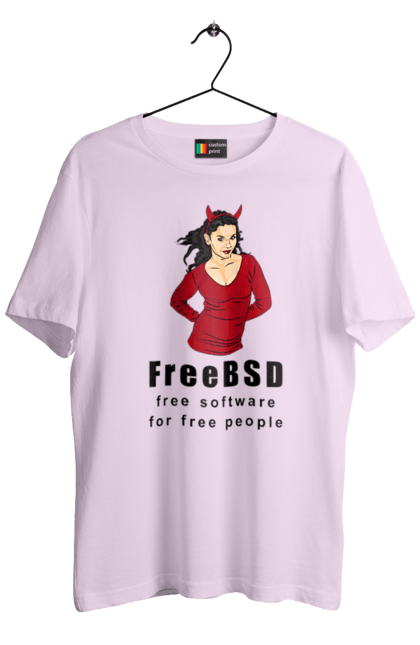 Футболка чоловіча з принтом "Freebsd Для Вільних". Bsd, freebsd, unix, адміністратор, айті, айтішник, безкоштовна, безкоштовно, бестія, вільна, демон, демонесса, доступність, незалежність, операційна система, ос, програміст, програмне забезпечення, свобода, сисадмін, система, системний адміністратор, софт, текст, червоний, чорний. 2070702