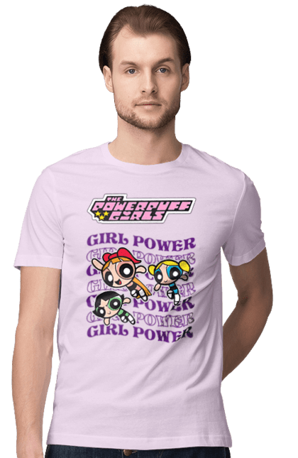 Men's t-shirt with prints Powerpuff Girls. Animated series, blossom, bubbles, buttercup, cartoon network, cool girls, heart, powerpuff girls. 2070702