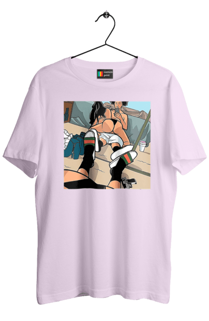 Футболка чоловіча з принтом "Голе Селфі У Дзеркалі". Жопа, зверху, селфі. 2070702