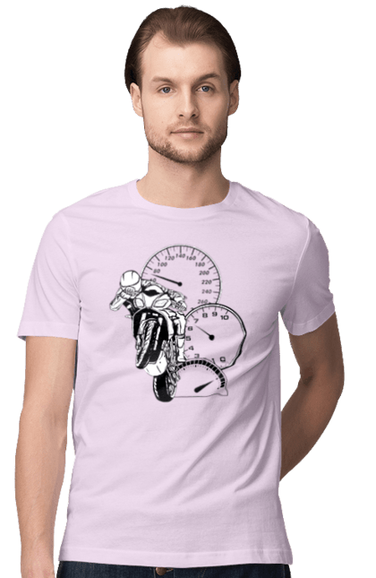Футболка чоловіча з принтом "Мотоцикл Швидкість Чорний". Мото, мотоцикл, розгін, швидкість. 2070702