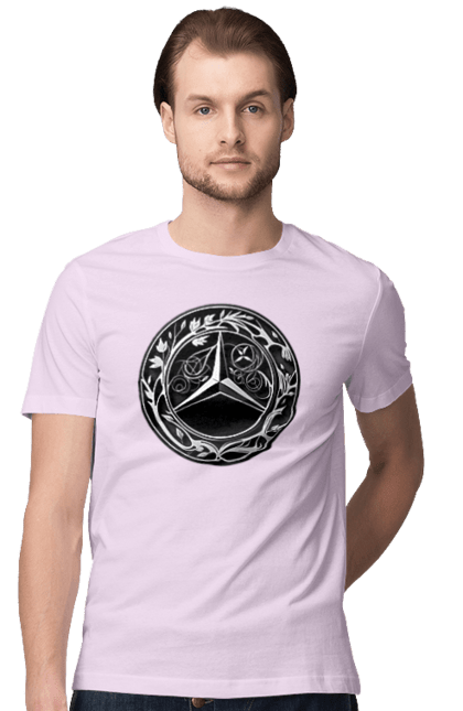 Футболка чоловіча з принтом "Mercedes Benz Лого Арт". Авто, автомобіль, логотип мерседес, машини, мерс, мерседес. 2070702