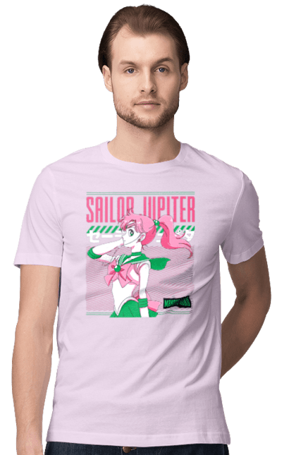 Men's t-shirt with prints Sailor Moon Sailor Jupiter. Anime, drama, magical girl, makoto kino, sailor jupiter, sailor moon, tv series. 2070702