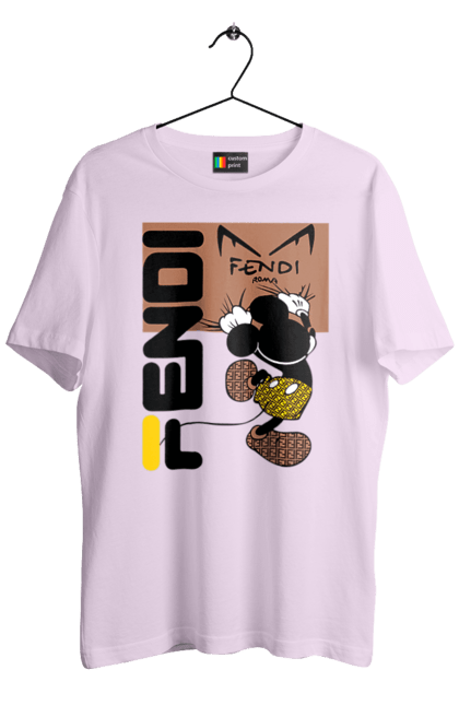 Футболка чоловіча з принтом "Fendi Міккі Маус". Fendi, mickey mouse, бренд, будинок моди, італія, люкс, міккі маус, мода, сумка, фенді. 2070702