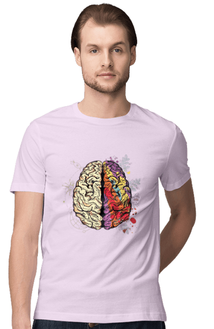 Футболка чоловіча з принтом "Творчість та логіка". Бінарний, біткоїн, біткойн, валюта, гроші, крипто, наука, програміст, программист, творчество, техно, хакер, художник, цветной. 2070702