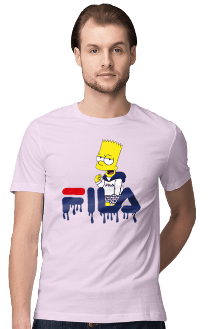 Men's t-shirt with prints Bart FILA. Bart, cartoon, character, simpson, simpsons, sport, sportswear. 2070702