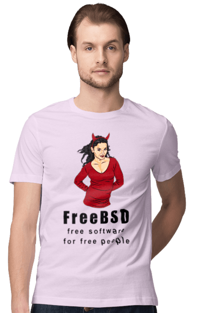 Футболка чоловіча з принтом "Freebsd Для Вільних". Bsd, freebsd, unix, адміністратор, айті, айтішник, безкоштовна, безкоштовно, бестія, вільна, демон, демонесса, доступність, незалежність, операційна система, ос, програміст, програмне забезпечення, свобода, сисадмін, система, системний адміністратор, софт, текст, червоний, чорний. 2070702