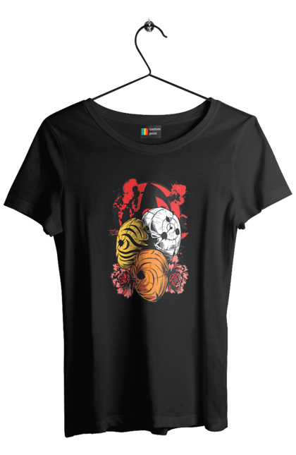 Women's t-shirt with prints Naruto Obito Uchiha. Anime, character, manga, naruto, ninja, obito, obito uchiha, tv series, uchiha. 2070702